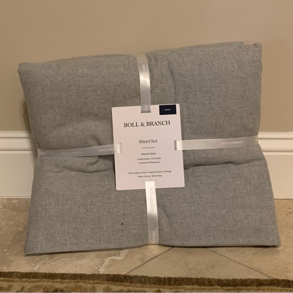 Brand new Boll & Branch organic cotton flannel sheet set
